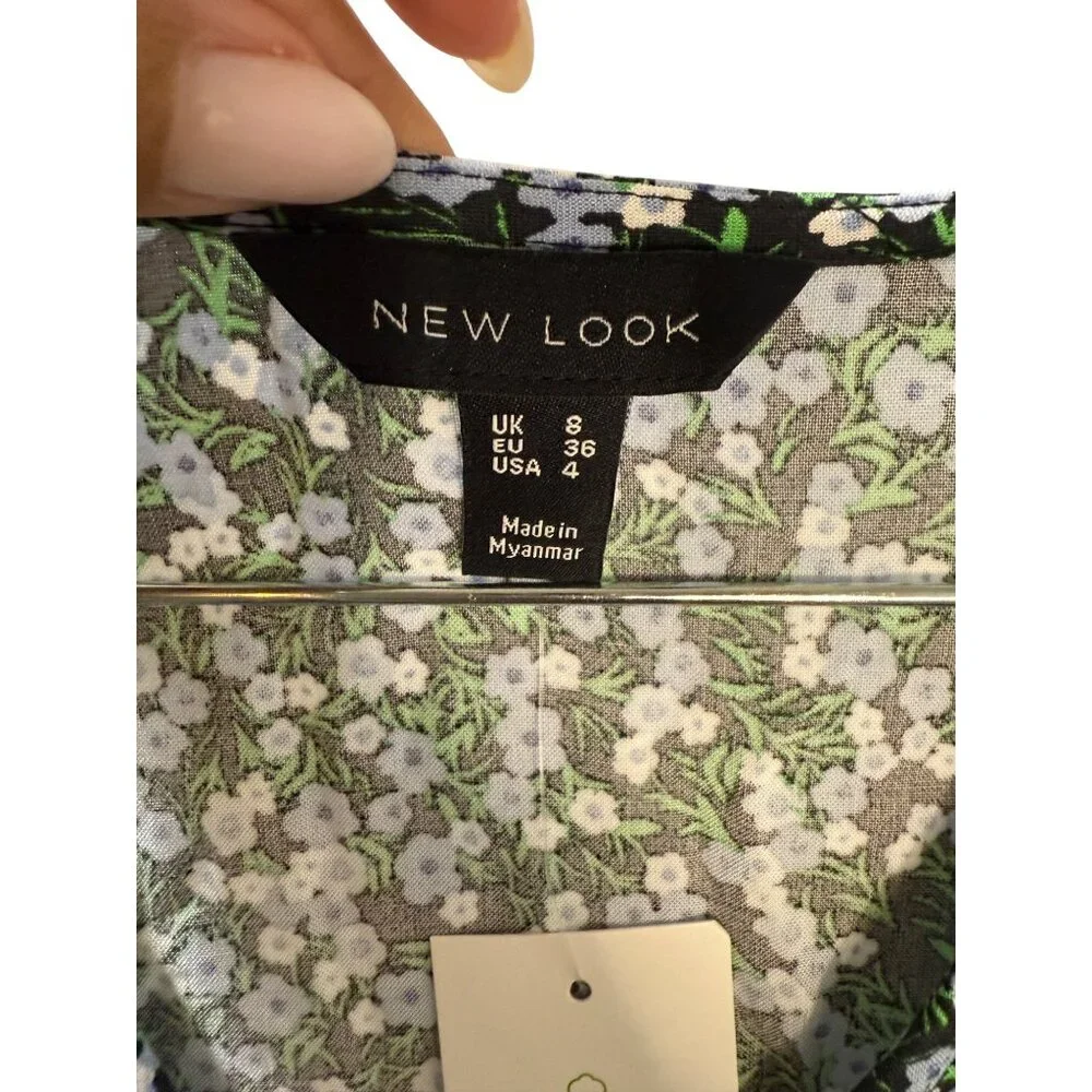 Floral Print New Look Mini Dress With Ruffle‎ Hem & Short Sleeves
